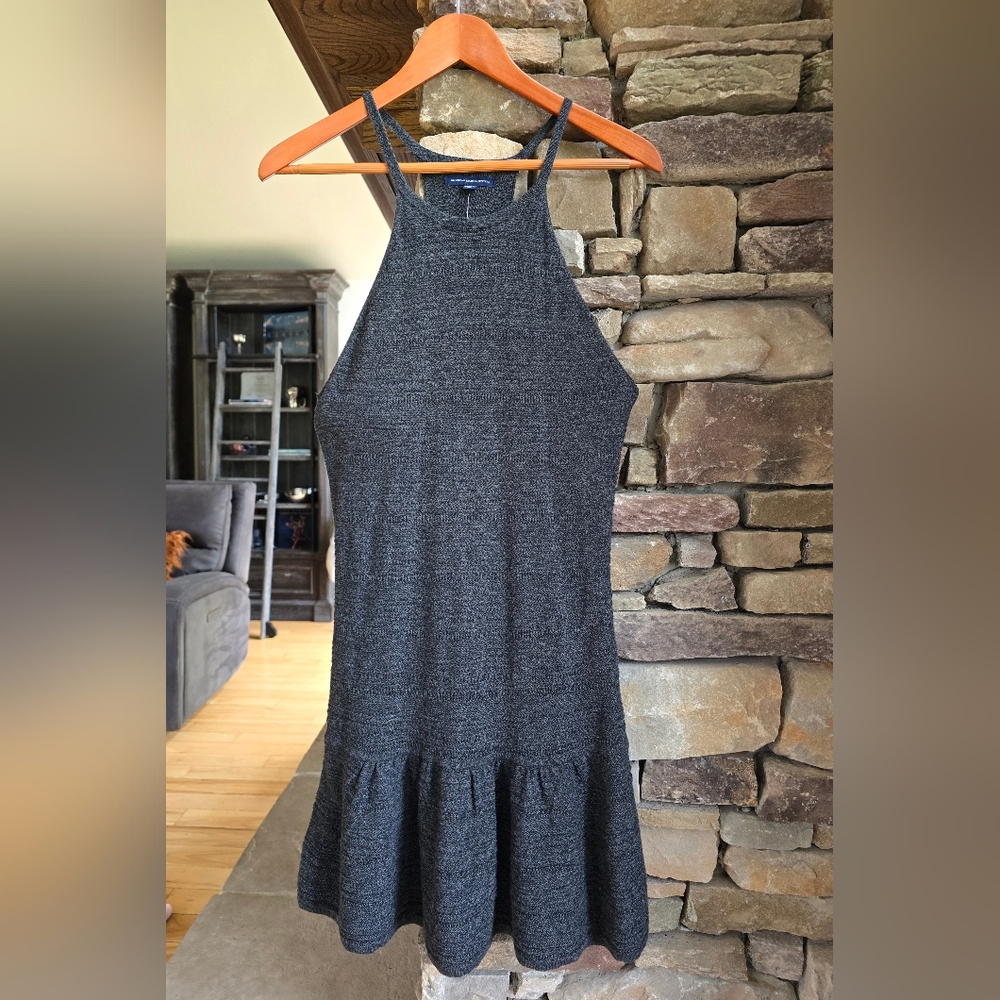 American Eagle Outfitters Charcoal Grey Dress, Small, Subtle Stripe in Knit NWT!
